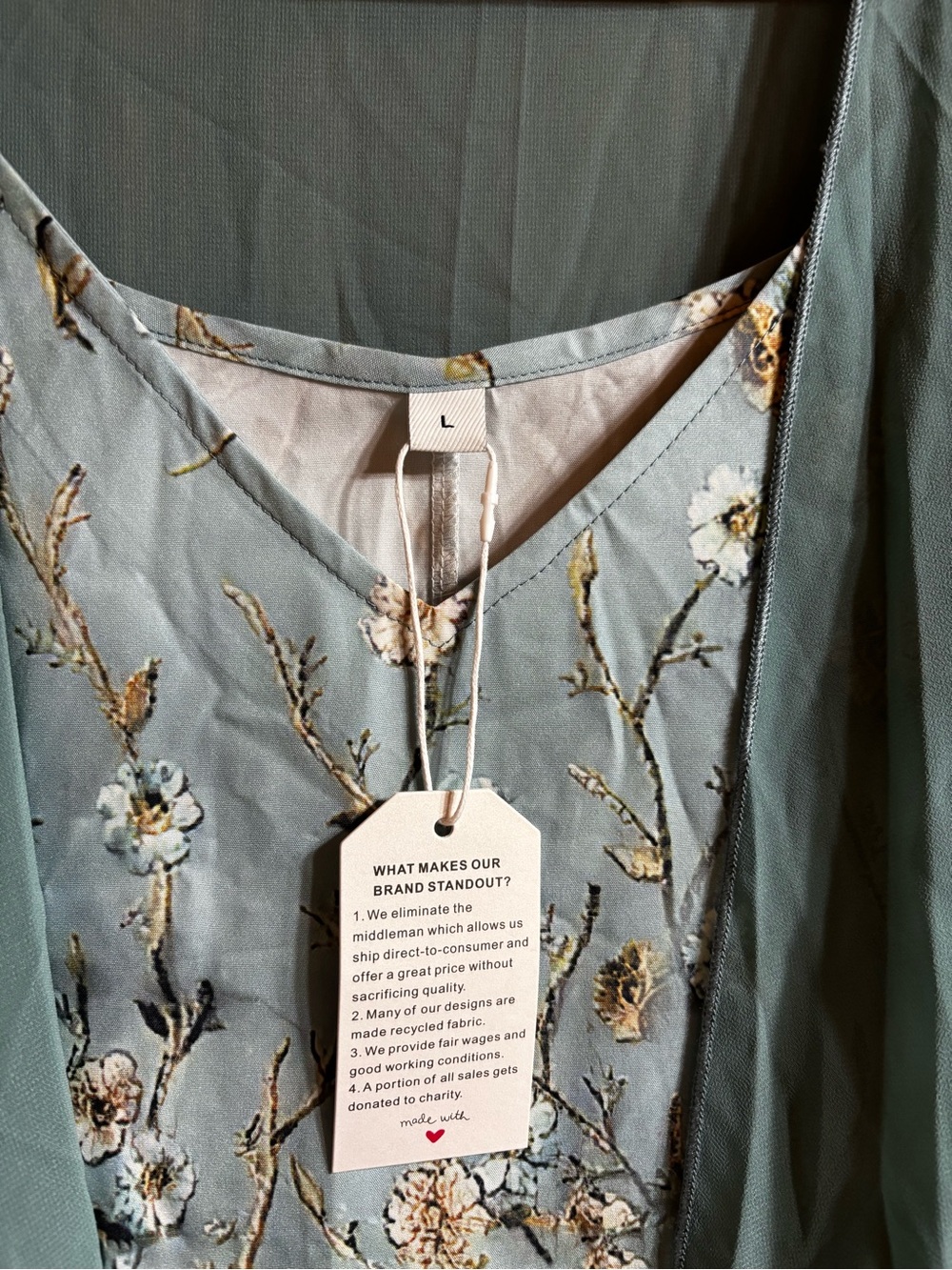 Source Unknown Teal Layered Embroidered Maxi Dress with Duster - Picture 2 of 2